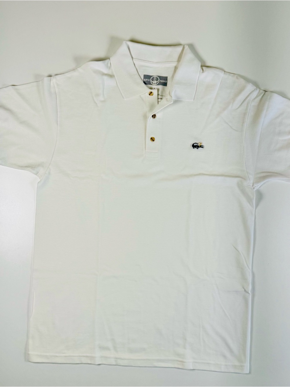 Classic White Polo Shirt with Crocodile Logo